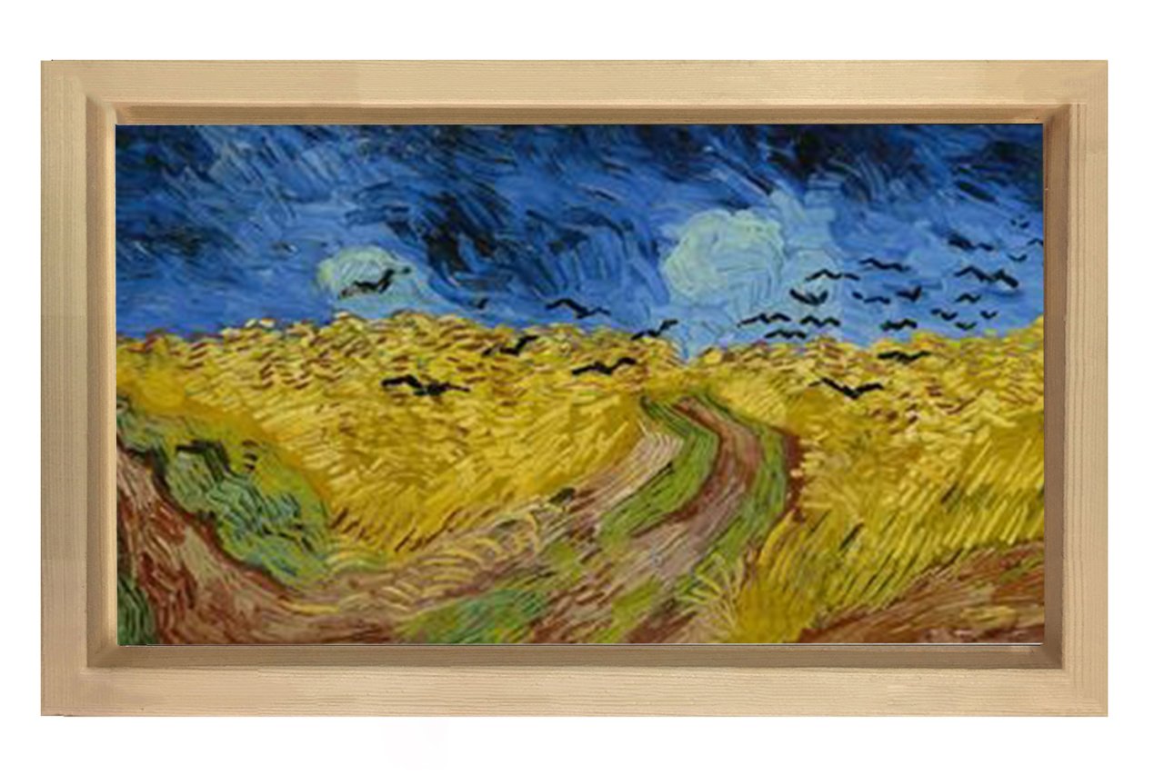 Buğday İle Kargalar Tablosu Naturel Ahşap Çerçeve - 70x100