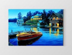 Kayık ve Göl Evi Reprödiksiyon Tablosu Çerçevesiz - 100x150