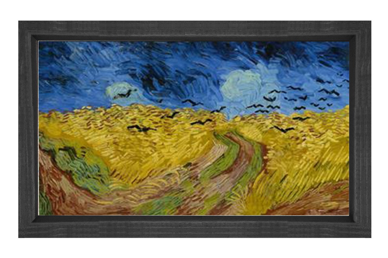 Buğday İle Kargalar Tablosu Siyah Ahşap Çerçeve - 100x150