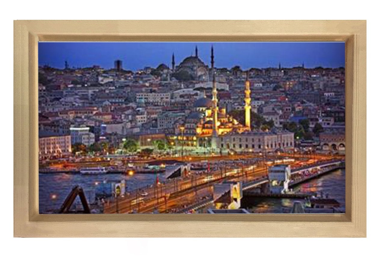 Galata Köprüsü 2 Tablosu Naturel Ahşap Çerçeve - 70x100