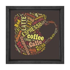 Coffe Cup Tipografi Tablosu Siyah Ahşap Çerçeve - 40x40
