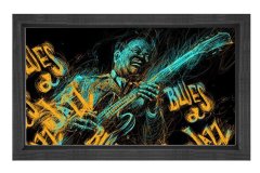 Blues Jazz Müzik Adam Tablosu Siyah Ahşap Çerçeve - 100x150