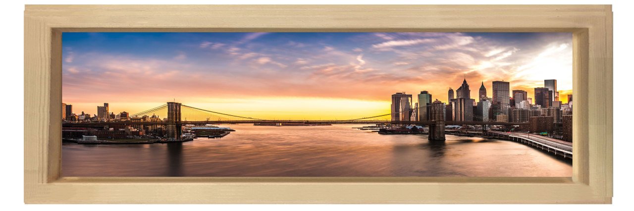 Su Köprüsü Ve Şehir Tablosu Naturel Ahşap Çerçeve - 180x60