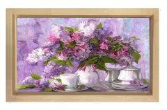 Vazoda Çiçek Natürmort Tablosu Naturel Ahşap - 100x200