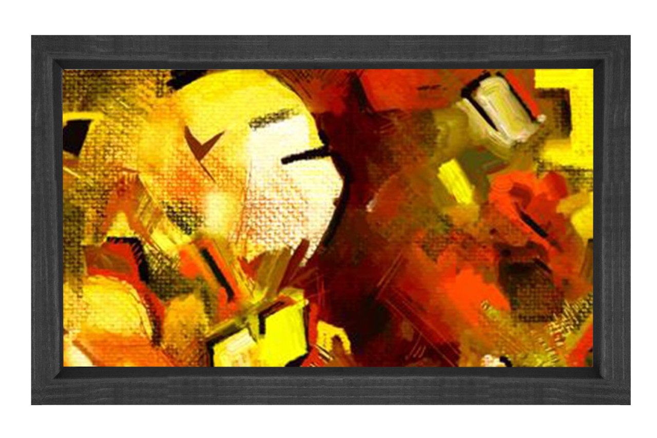 Soyut Reprodüksiyon Tablosu Siyah Ahşap - 70x100