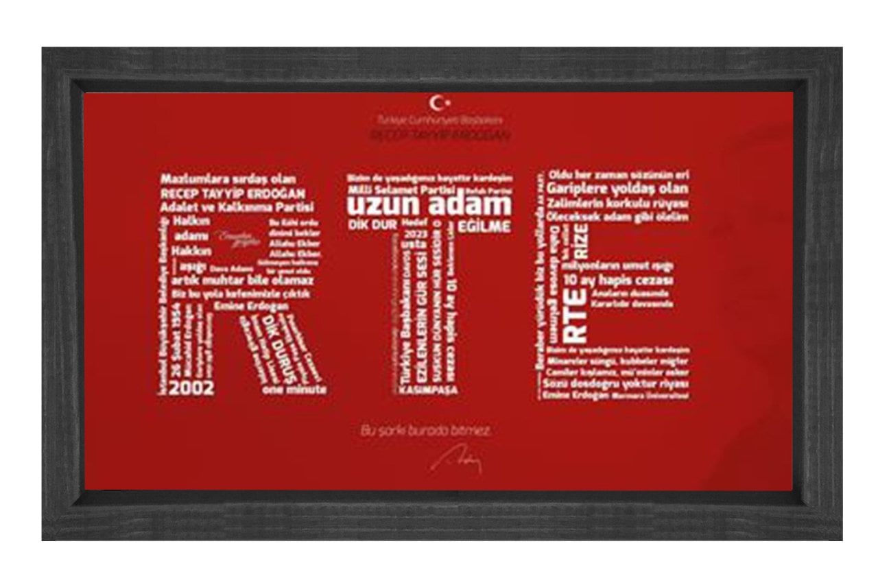 RTE Yazısı Tablosu Siyah Ahşap - 50x90