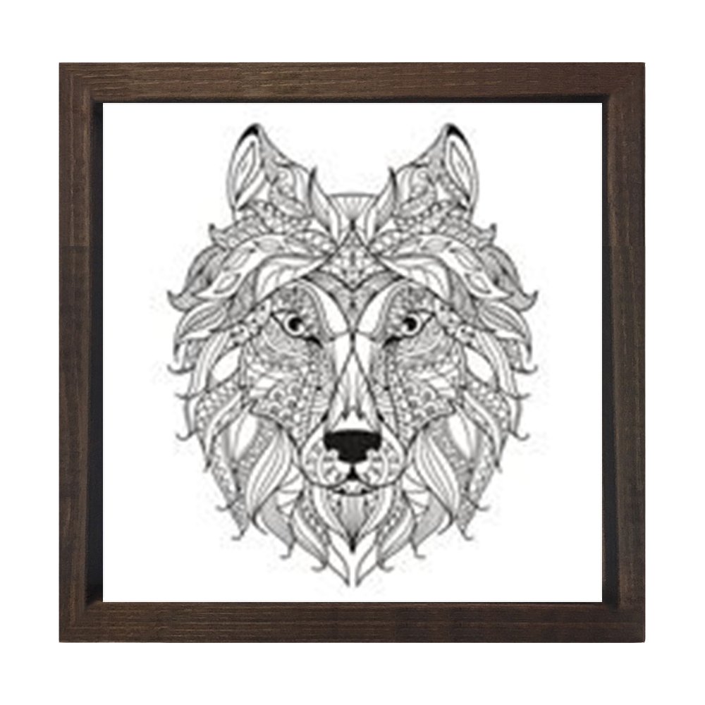 Mandala Kurt Tablosu Kahverengi Ahşap Çerçeve - 100x100