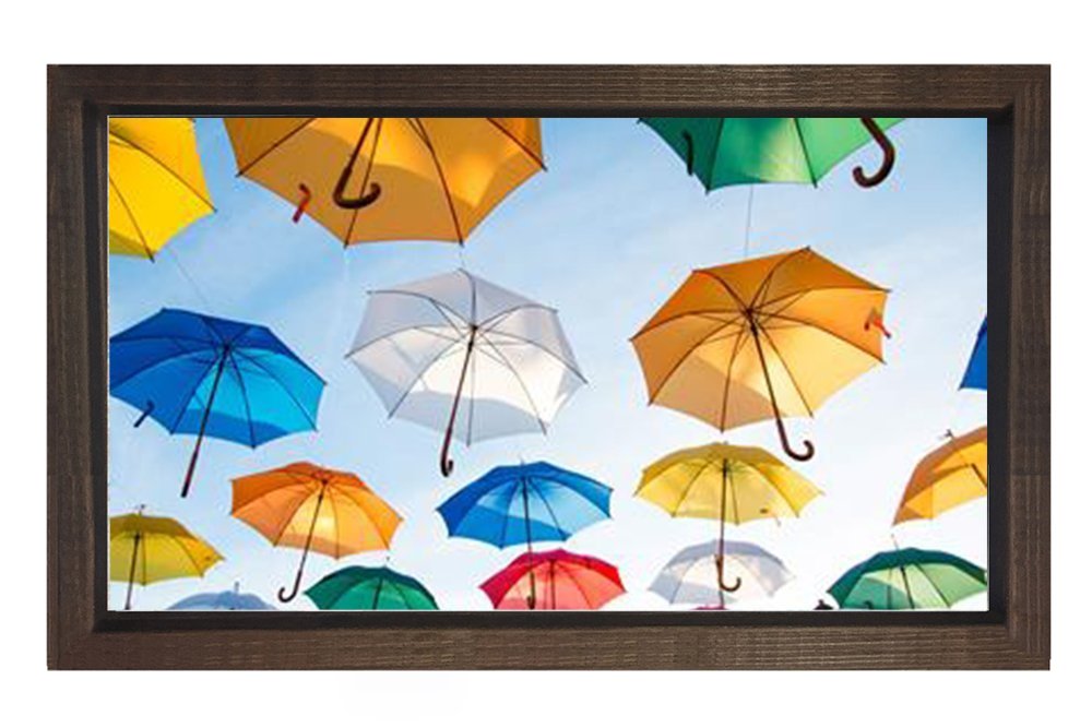 Şemsiyeler Tablosu Kahverengi Ahşap Çerçeve - 70x100