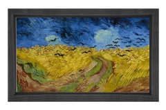 Buğday İle Kargalar Tablosu Siyah Ahşap Çerçeve - 45x30
