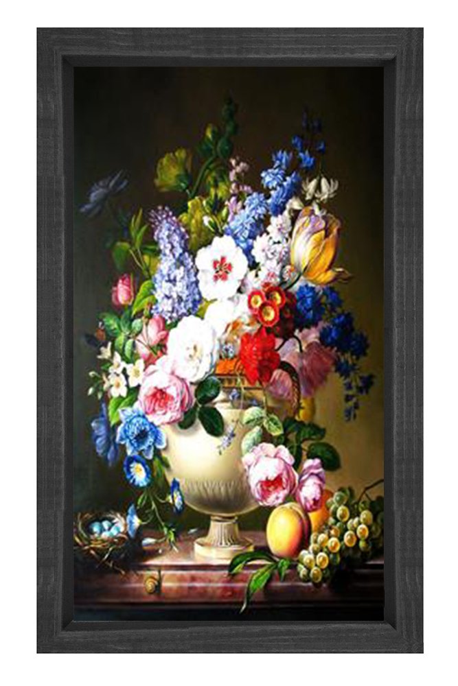 Renkli Nature Morte Tablosu Siyah Ahşap - 100x150