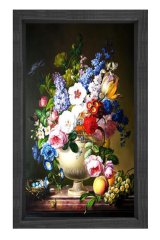 Renkli Nature Morte Tablosu Siyah Ahşap - 100x150