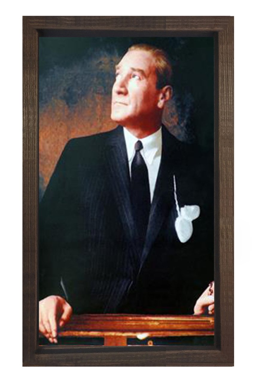 Atatürk Tablosu Kahverengi Ahşap - 50x70