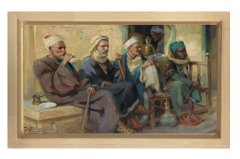 Kahvehane Osmanlı Tablosu Naturel Ahşap Çerçeve - 40x60