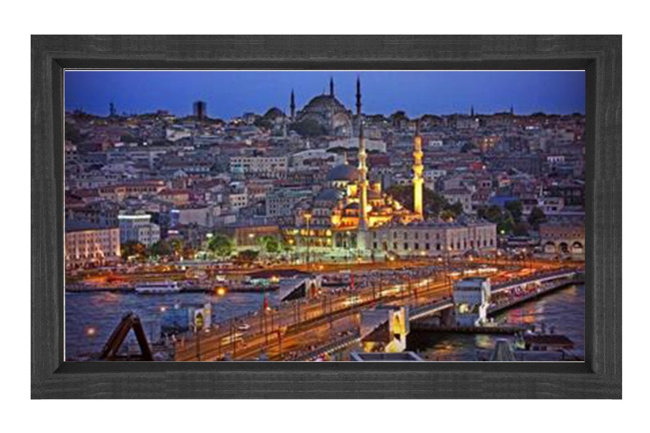 Galata Köprüsü 2 Tablosu Siyah Ahşap Çerçeve - 50x70