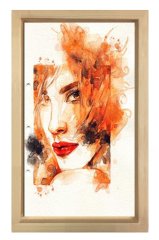 Kadın Yüzü Tablosu Naturel Ahşap Çerçeve - 100x200