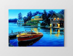 Kayık ve Göl Evi Reprödiksiyon Tablosu Çerçevesiz - 70x100