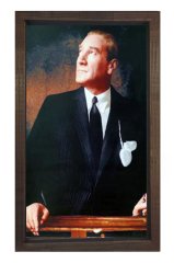 Atatürk Tablosu Kahverengi Ahşap - 70x100