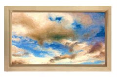 Bulut Gökyüzü Gün Tablosu Naturel Ahşap Çerçeve - 45x30