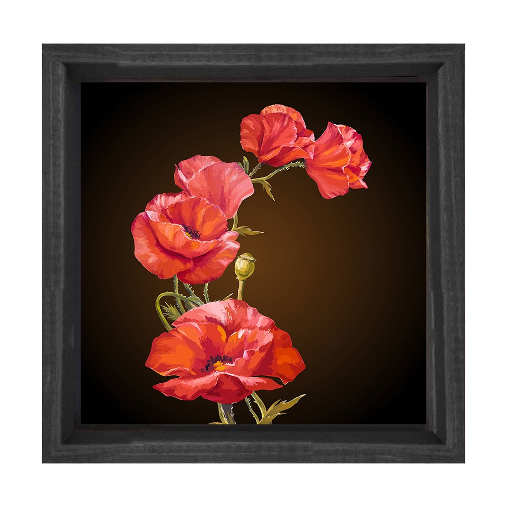 Dekoratif Güller Tablosu Siyah Ahşap Çerçeve - 100x100