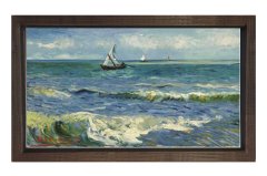 Les Saintes-Maries Manzarası Tablosu Kahverengi Ahşap Çerçeve - 100x150