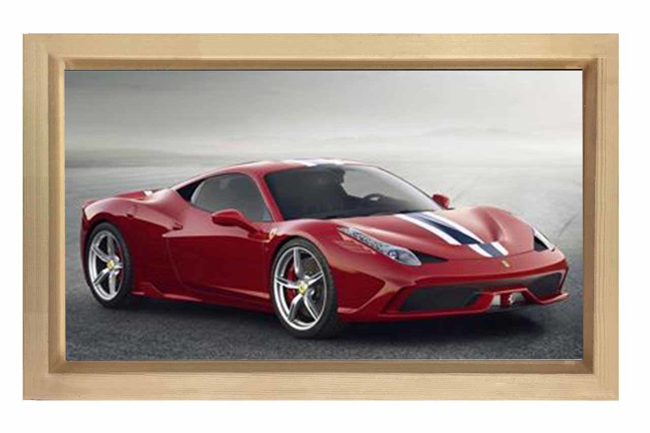 Kırmızı Ferrari Tablosu Naturel Ahşap Çerçeve - 70x100