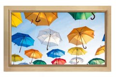 Şemsiyeler Tablosu Naturel Ahşap Çerçeve - 45x30