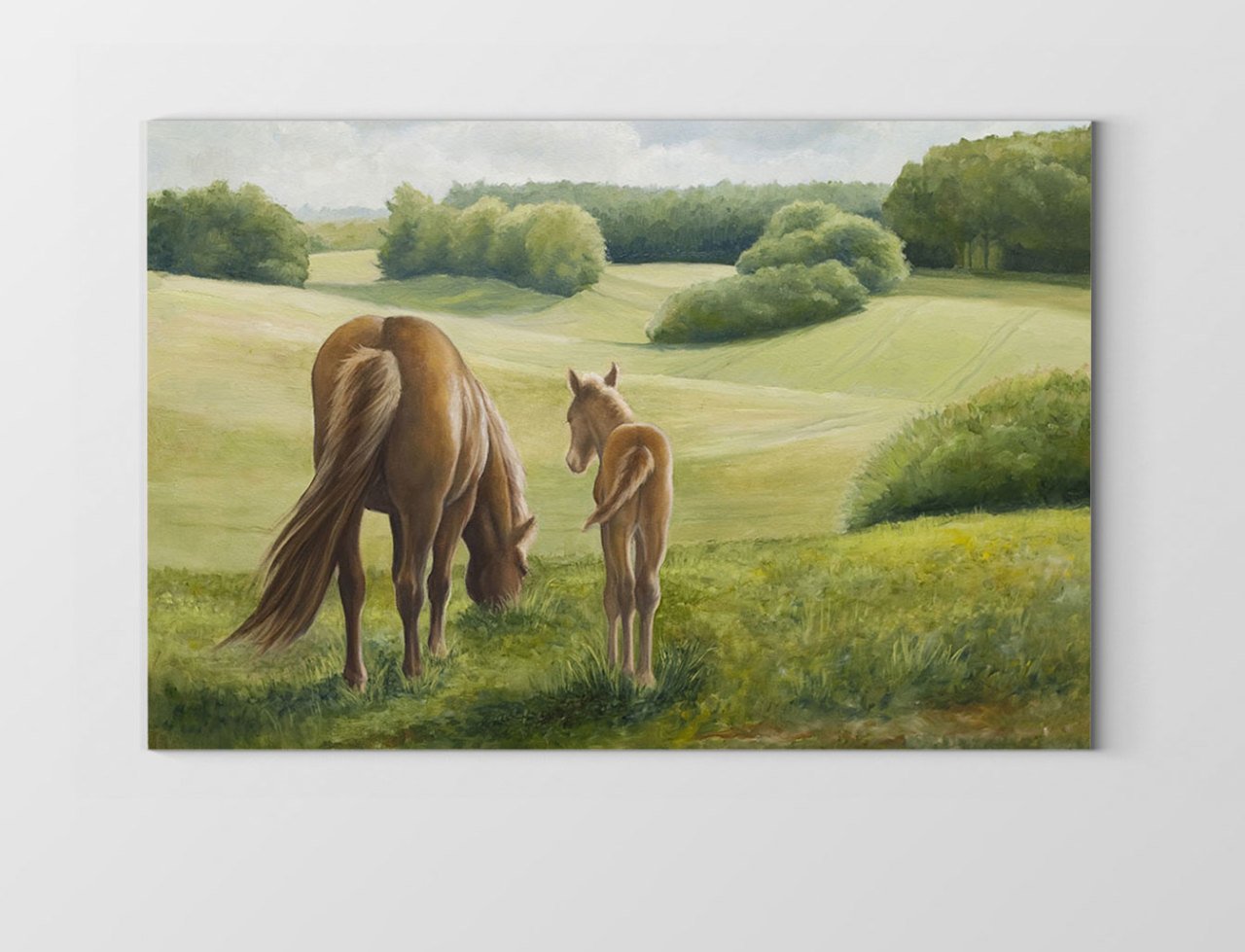 Orman Ve At Manzarası Tablosu Çerçevesiz - 50x90