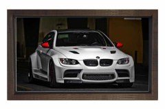 Beyaz BMW Tablosu Kahverengi Ahşap Çerçeve - 100x150