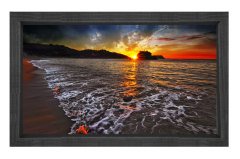 Sahil Ve Güneşin Batımı Tablosu Siyah Ahşap Çerçeve - 50x90