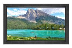 Muhtesem Göl Ve Dağ Tablosu Siyah Ahşap Çerçeve - 45x30