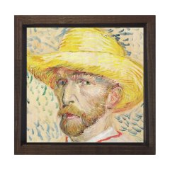 Van Gogh Portre Tablosu Kahverengi Ahşap Çerçeve - 50x50