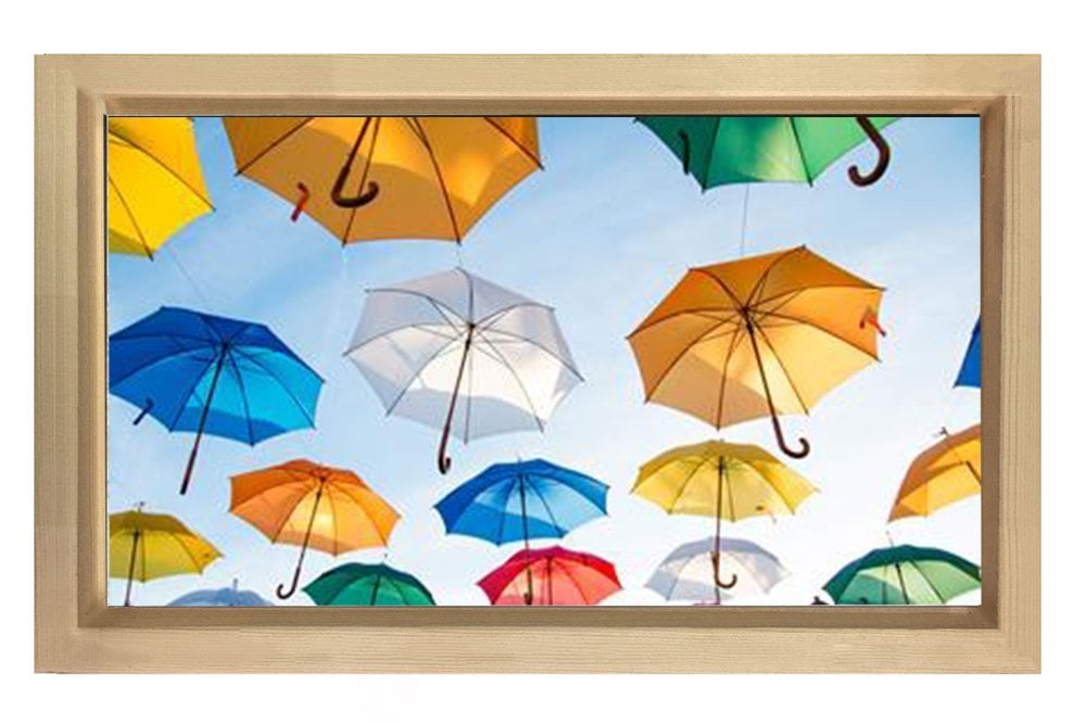 Şemsiyeler Tablosu Naturel Ahşap Çerçeve - 70x100