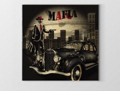 Vintage Mafia Araba Tablosu Çerçevesiz - 60x60
