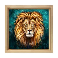 Aslan Tablosu Naturel Ahşap Çerçeve - 60x60