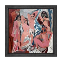 Pablo Picasso - Avignonlu Kızlar Tablosu Siyah Ahşap Çerçeve - 70x70
