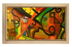Soyut Reprodüksiyon Tablosu Naturel Ahşap - 45x30