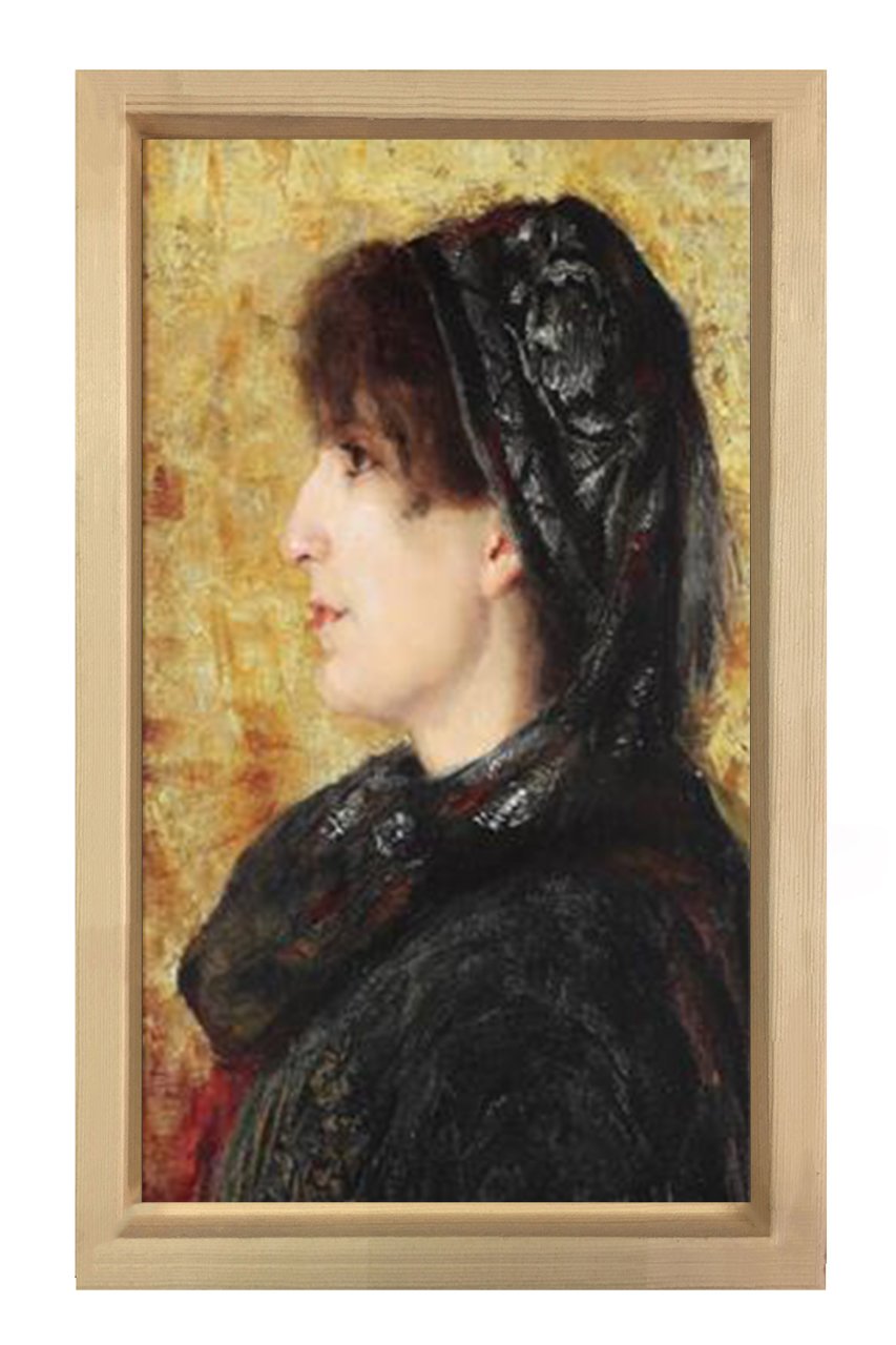 Naile Hanım Portresi Tablosu Naturel Ahşap Çerçeve - 100x150