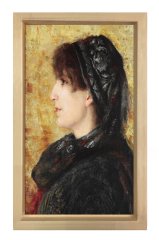 Naile Hanım Portresi Tablosu Naturel Ahşap Çerçeve - 100x150