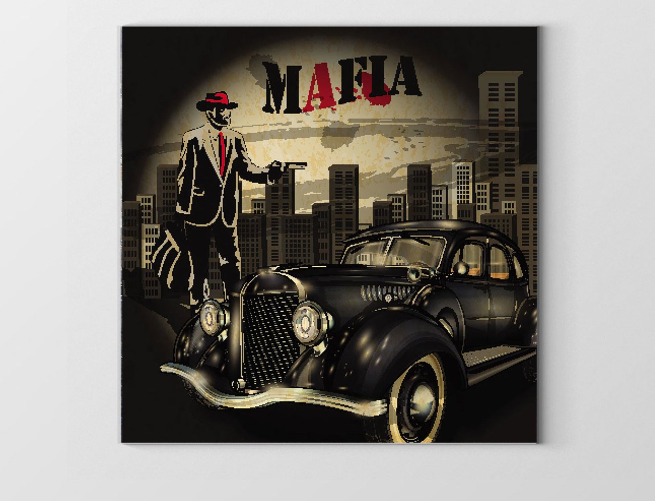 Vintage Mafia Araba Tablosu Çerçevesiz - 90x90