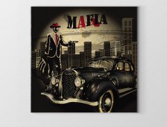 Vintage Mafia Araba Tablosu Çerçevesiz - 90x90