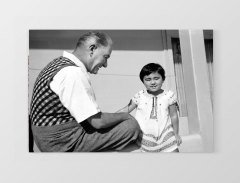 Atatürk ve manevi kızı Ülkü Tablosu Çerçevesiz - 100x200