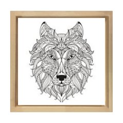 Mandala Kurt Tablosu Naturel Ahşap Çerçeve - 50x50