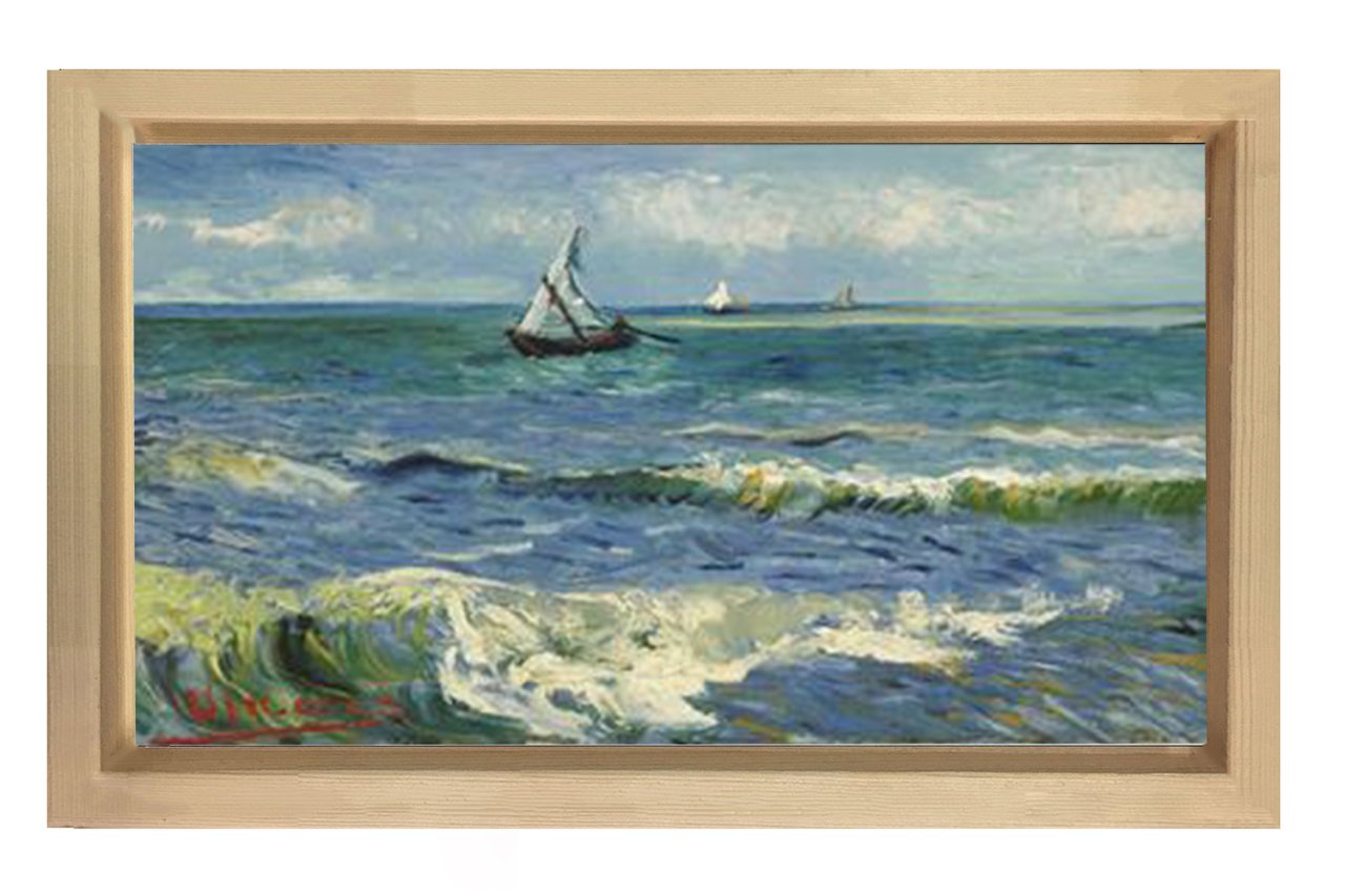 Les Saintes-Maries Manzarası Tablosu Naturel Ahşap Çerçeve - 100x150