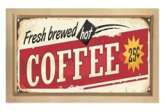 Coffee Reklam Afişi Tablosu Naturel Ahşap - 50x70