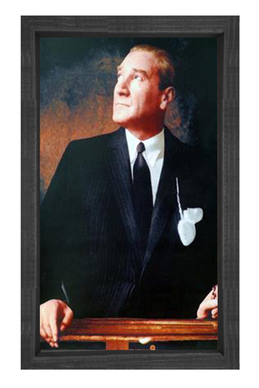 Atatürk Tablosu Siyah Ahşap - 100x150