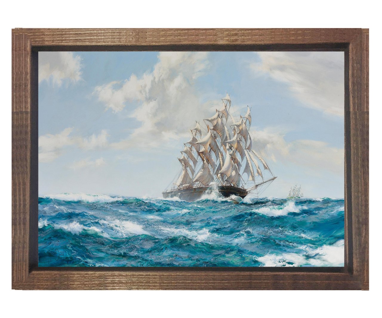 Montague Dawson-Gemi Tablosu Kahverengi Ahşap Çerçeve - 40x60