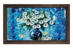 Papatyalı Nature Morte Tablosu Kahverengi Ahşap - 50x70