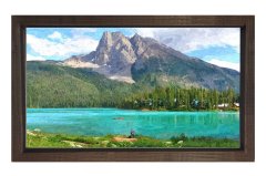 Muhtesem Göl Ve Dağ Tablosu Kahverengi Ahşap Çerçeve - 100x200