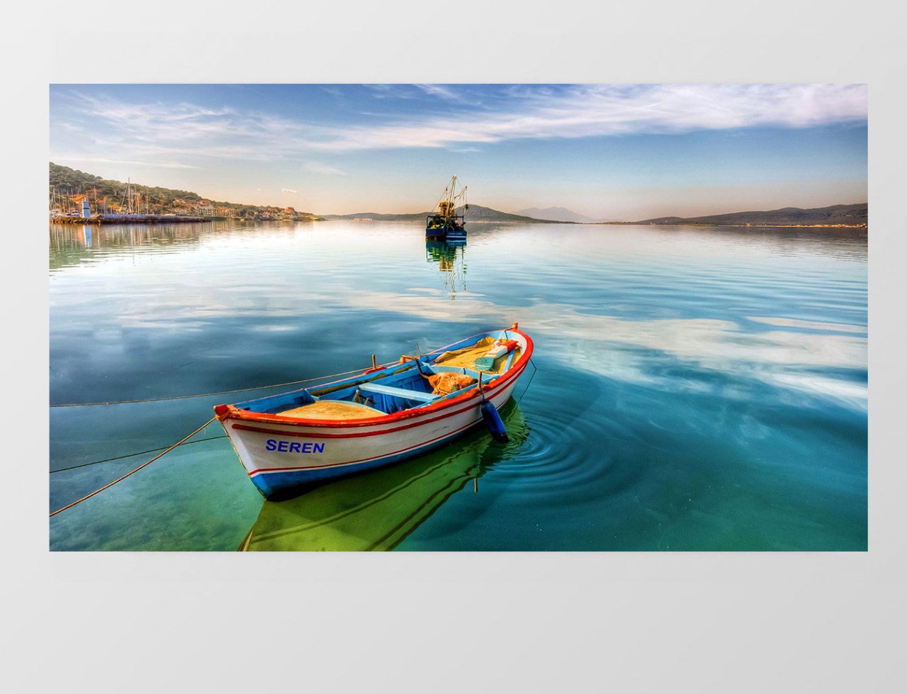 Göl Kayık Muhtesem Manzara Tablosu Çerçevesiz - 40x60