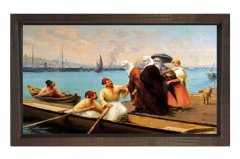 Kayıkçıkar Tablosu Kahverengi Ahşap Çerçeve - 100x200
